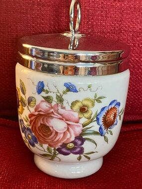 Royal Worcester Egg Coddler with Lid Bone China with Floral Accent